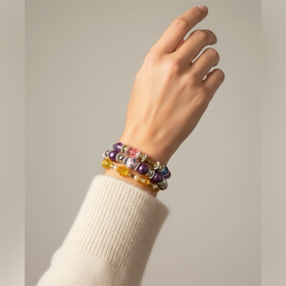 *30off3* 3 Piece Colorful Beaded Bracelet‎ Set​